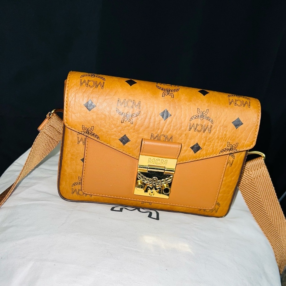 Authentic MCM Small Millie Visetos Water Resistant Leather Crossbody